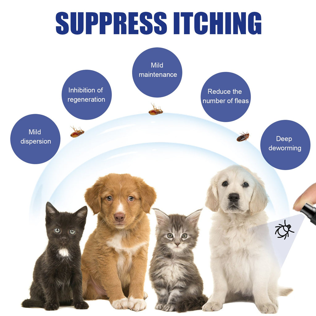 Pet Flea Spray, Cat And Dog Pet Skin Cleansing External Lice Tick Anti-Itch Spray