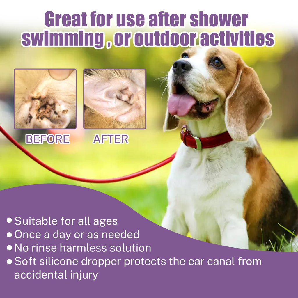 Pet Ear Cleaner, Cats And Dogs Relieves Ear Canal Odors Cleaning Earwax Ear Wash Drops