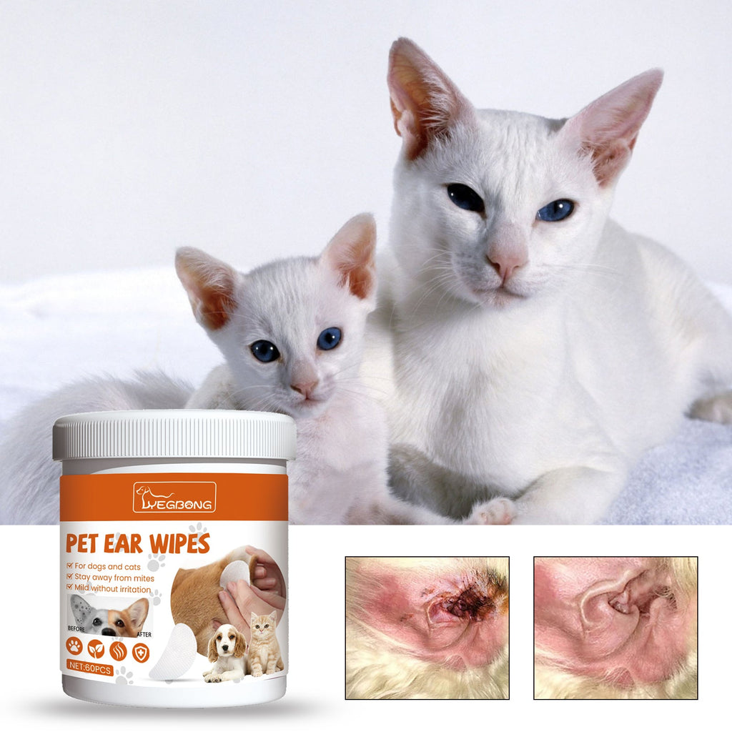 Pet Ear Wipes, Pet Ear Cleaning Deodorizing Removing Mite And Earwax Cleaning Wipes