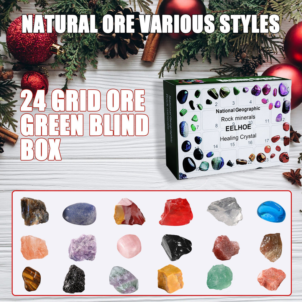 24 Grid Ore Blind Box, Green Christmas Surprise Guess Small Gift Blind Box