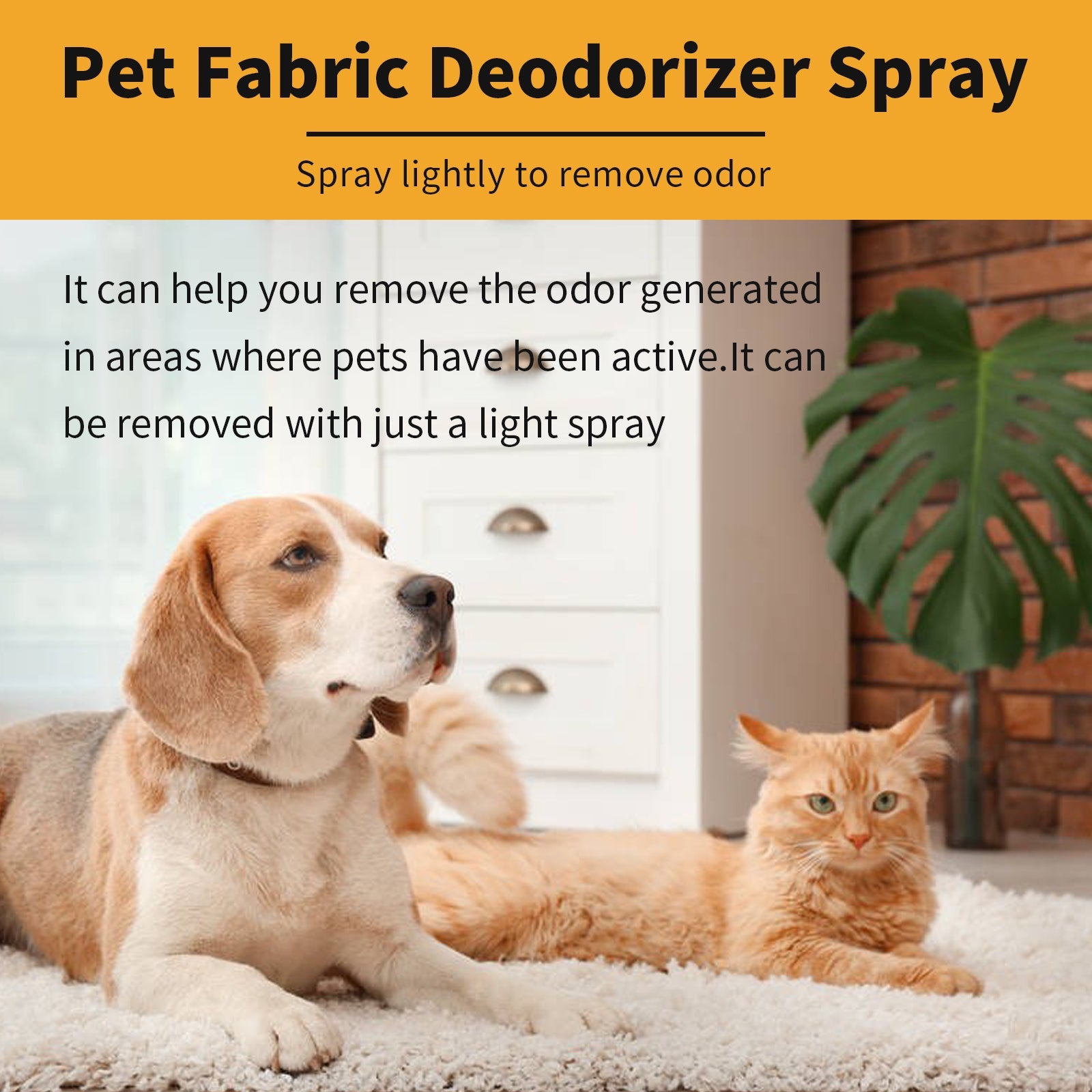 Pet Fabric Deodorizer Spray, Fresh Air Clean Pet Odors Indoor Air Fresh Long-Lasting Deodorant