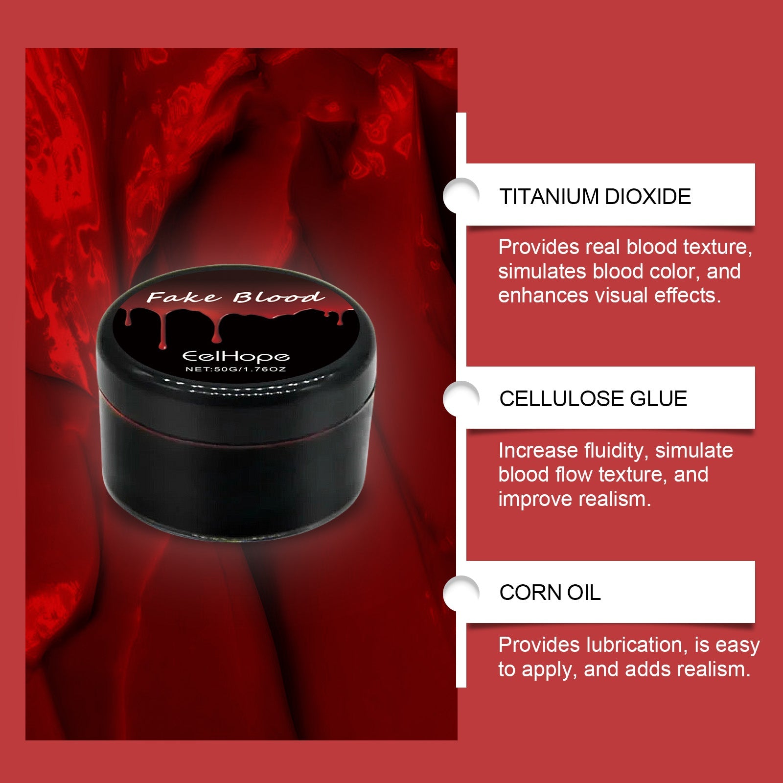 Eelhope Halloween Fake Blood Makeup Props Fake Blood Realistic And Easy To Wash Blood Plasma Trick Fake Blood