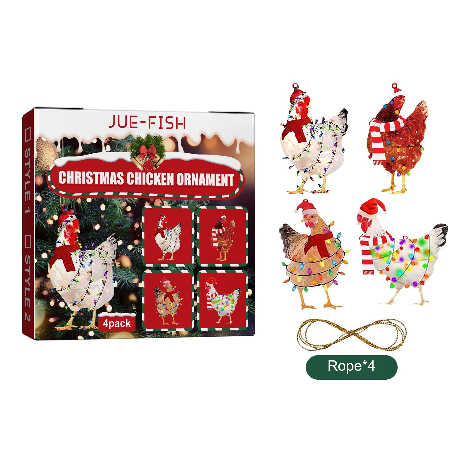 Christmas Scarf Chicken Pendant Set, Decorated Chicken Pendant For Home Holiday Party Christmas Tree Atmosphere