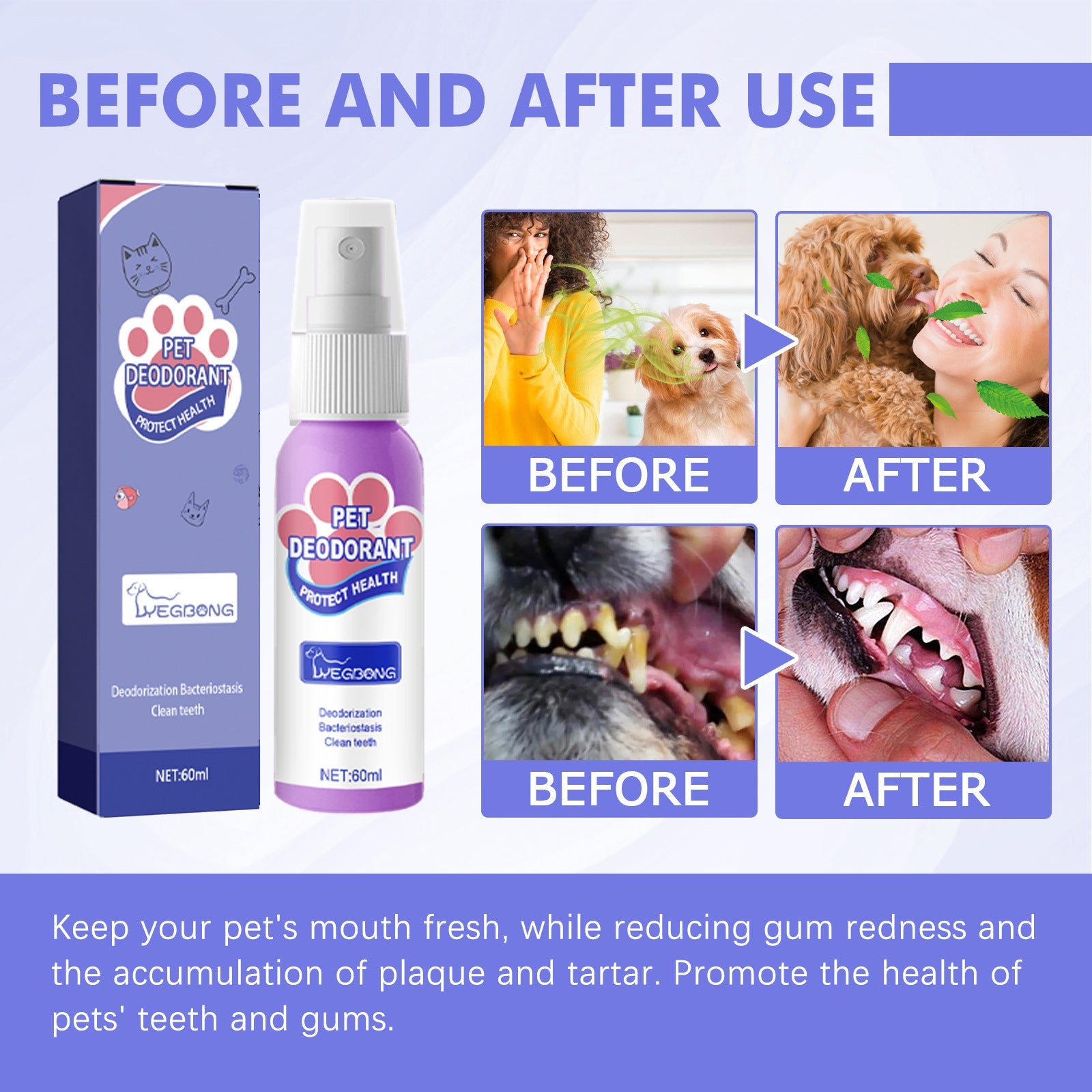 Oral Spary For Pets, Pet Mouth Cleaner Cat Deodorizer Breath Fresher Spray