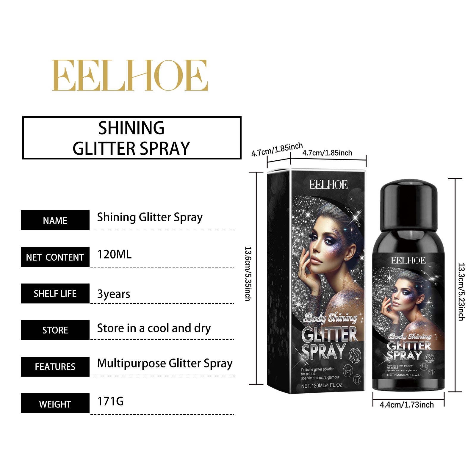Stage Makeup Glitter Spray, Highlighter Spray Natural Stereo Long-Lasting Brightening Glitter