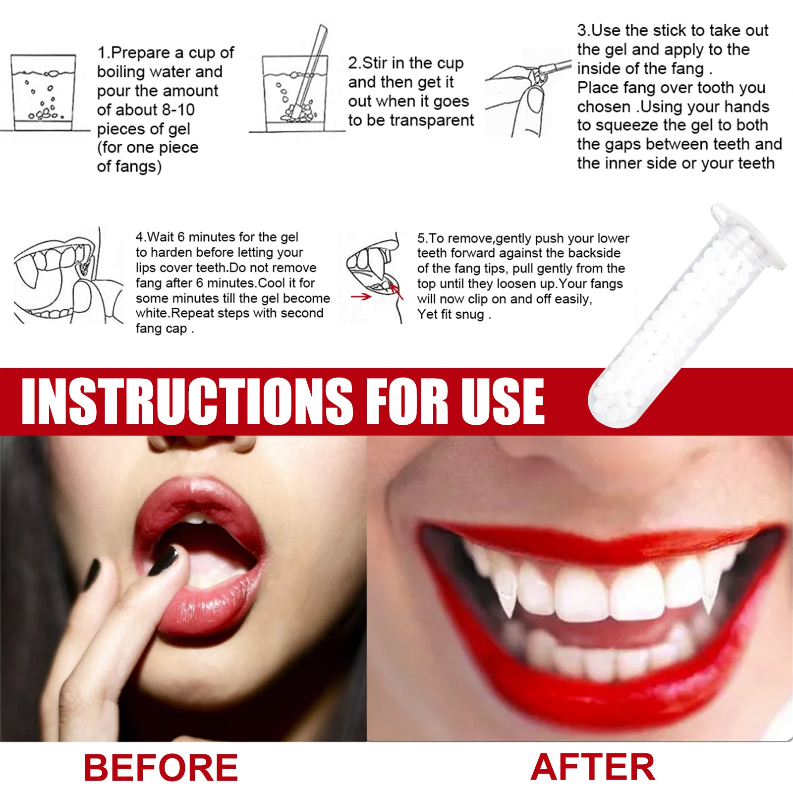 Retractable Vampire Fangs Party Dance Fangs Spoof Teeth Halloween Costume