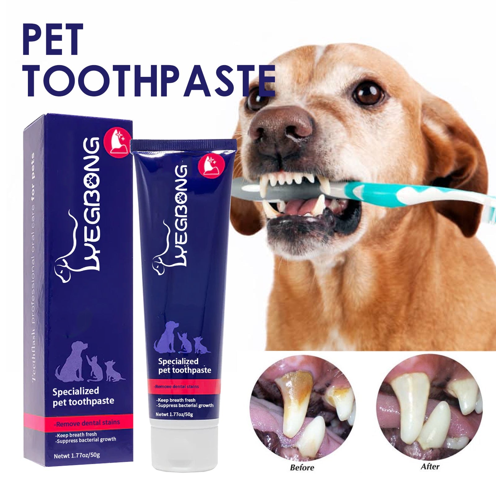 Pet Mouth Cleaning Cream, Cats And Dogs Clean Bad Breath Tartar Stains White Teeth Cream
