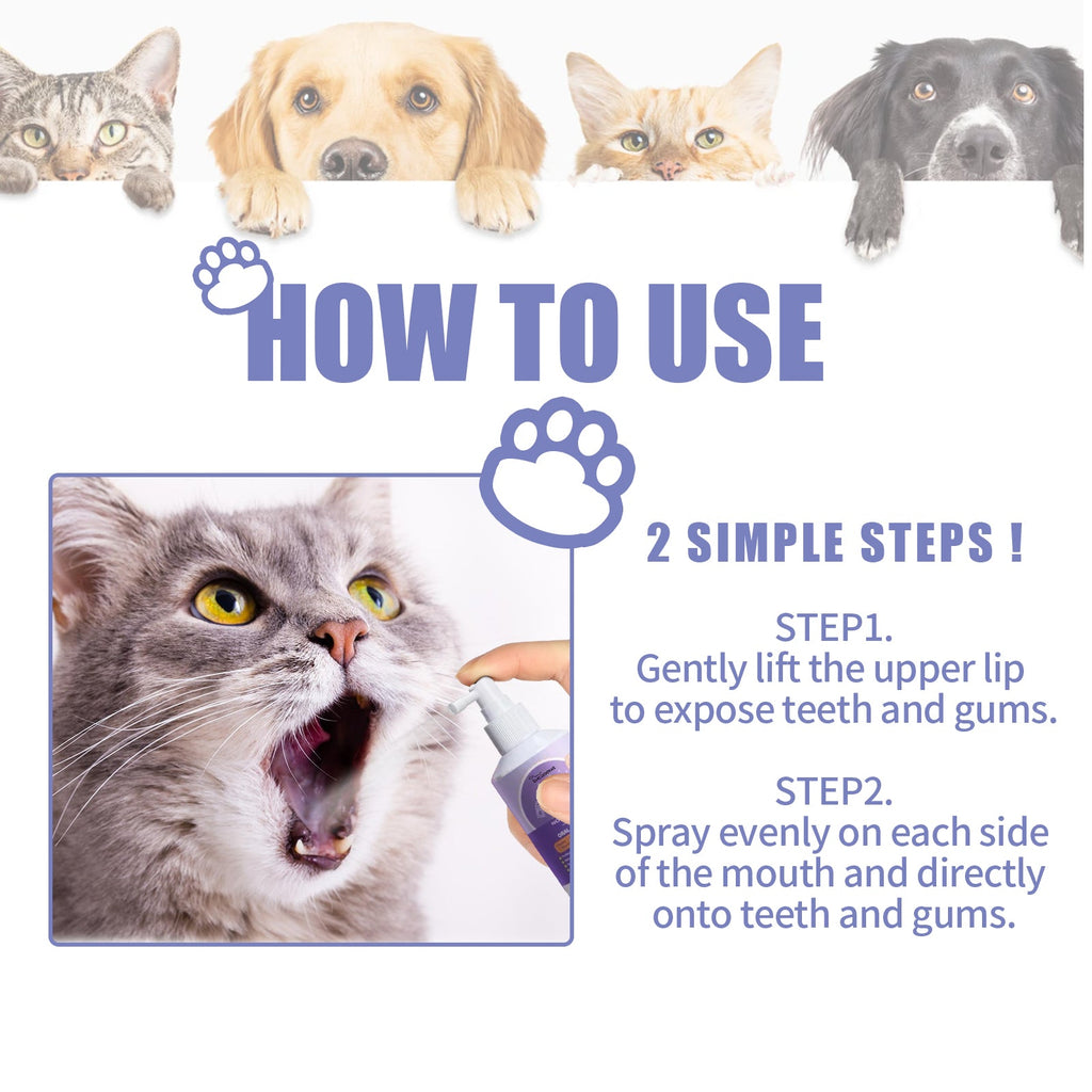 Dog And Cat Tooth Cleaning Spray, Pet Mouth Cleaning Breath Fresh Deodorizing Cleaning Spray