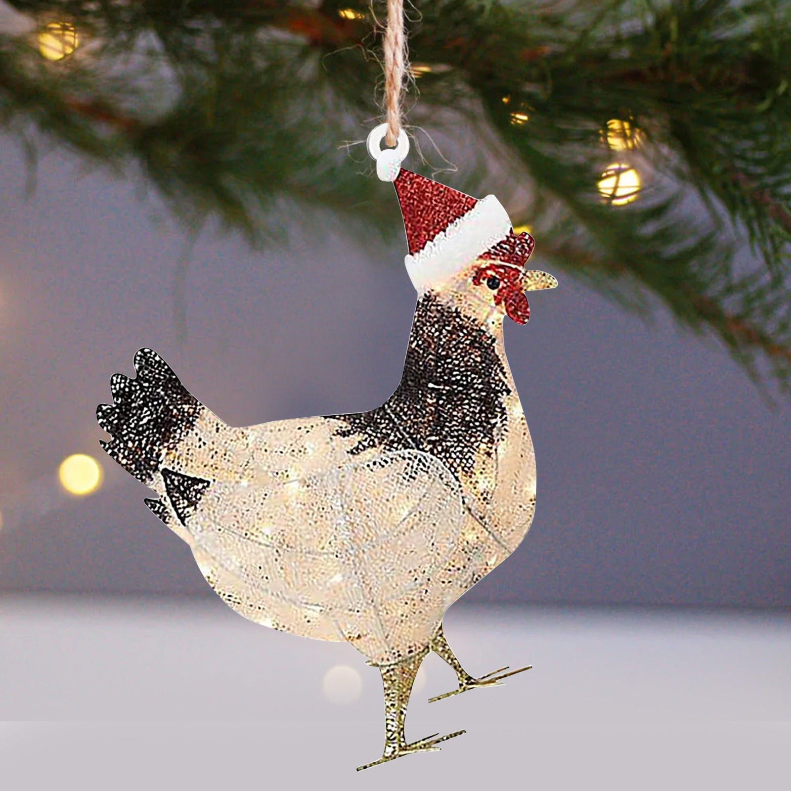 Christmas Scarf Chicken Pendant Set, Decorated Chicken Pendant For Home Holiday Party Christmas Tree Atmosphere