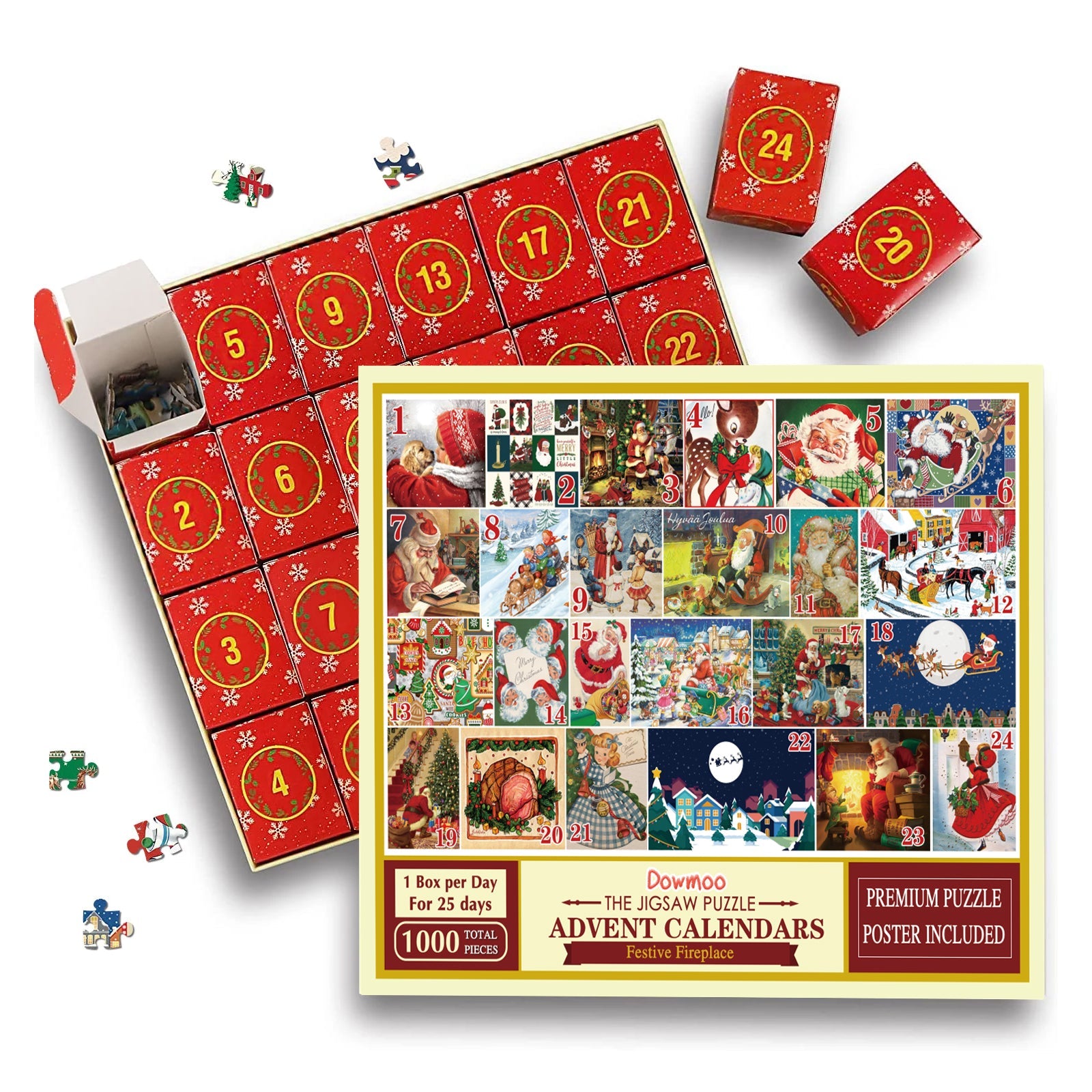 The Jigsaw Puzzle Advent Calendars, Christmas Creative 24 Grid Countdown Calendar Blind Box Puzzle Gift