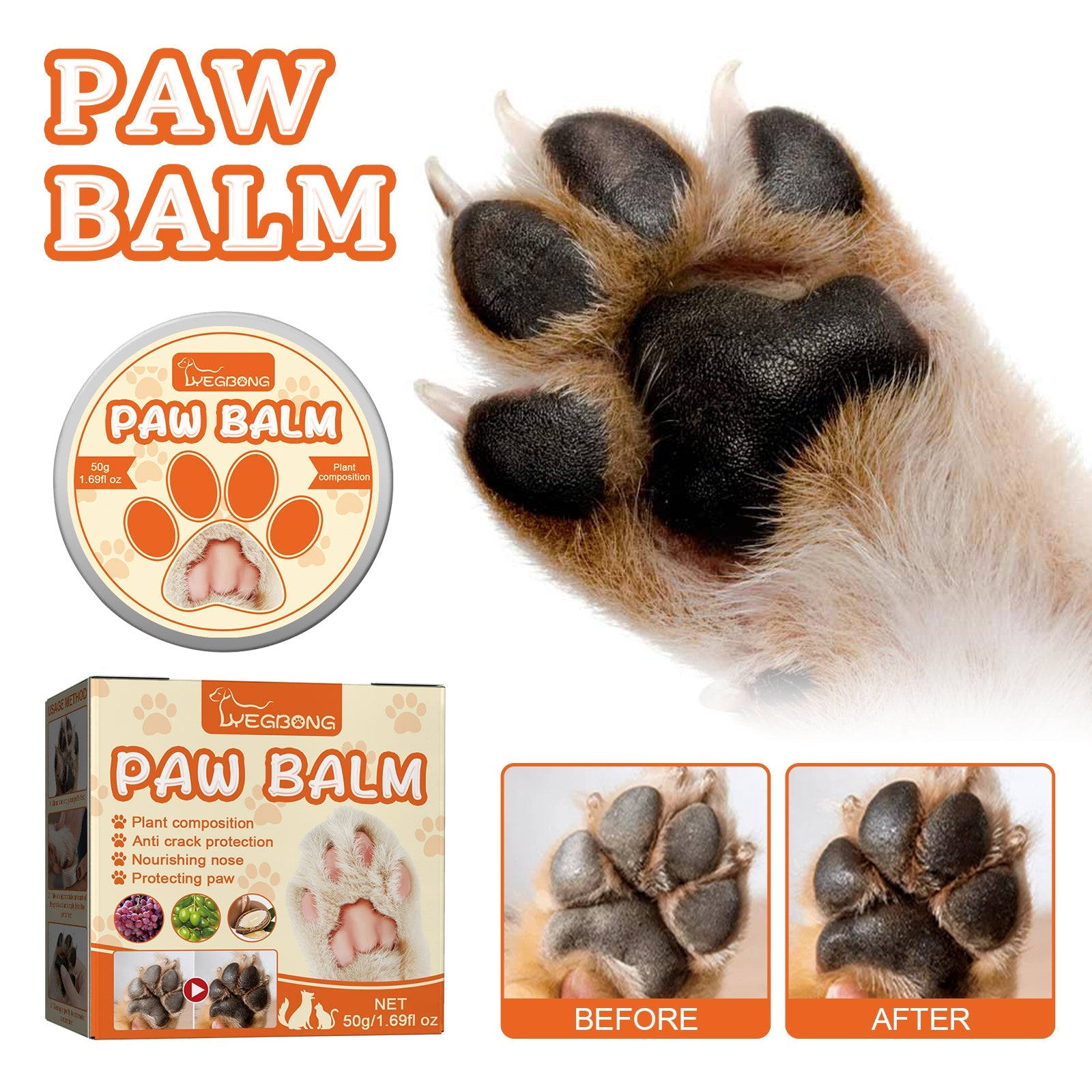 Pet Moisturizing Paw Care Cream, Cats And Dogs Universal Moisturizing Feet Soles Meat Pad Cracked Care Cream