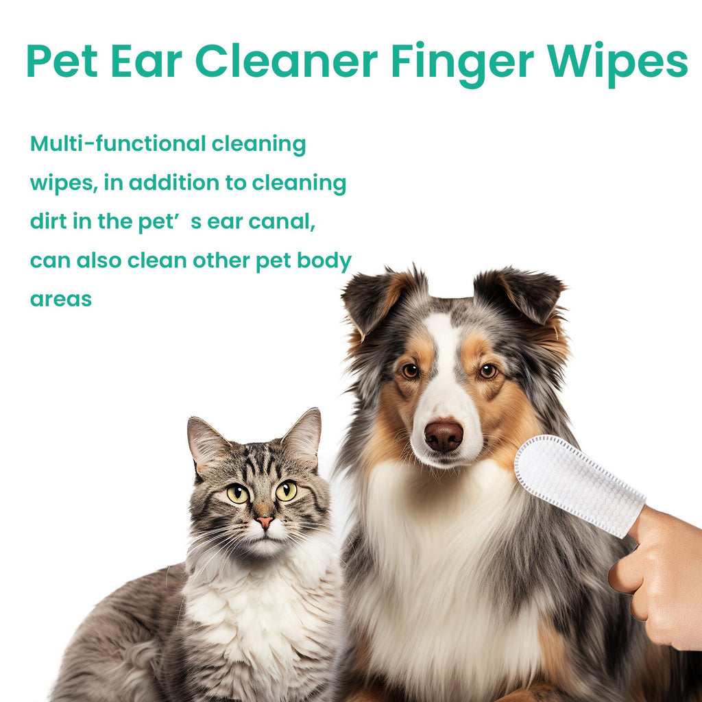 Pet Ear Cleaner Finger Wipes, Gently Clean Pet Ear Mites Ear Dirt Eye Dirt Feet Deodorize To Remove Odor