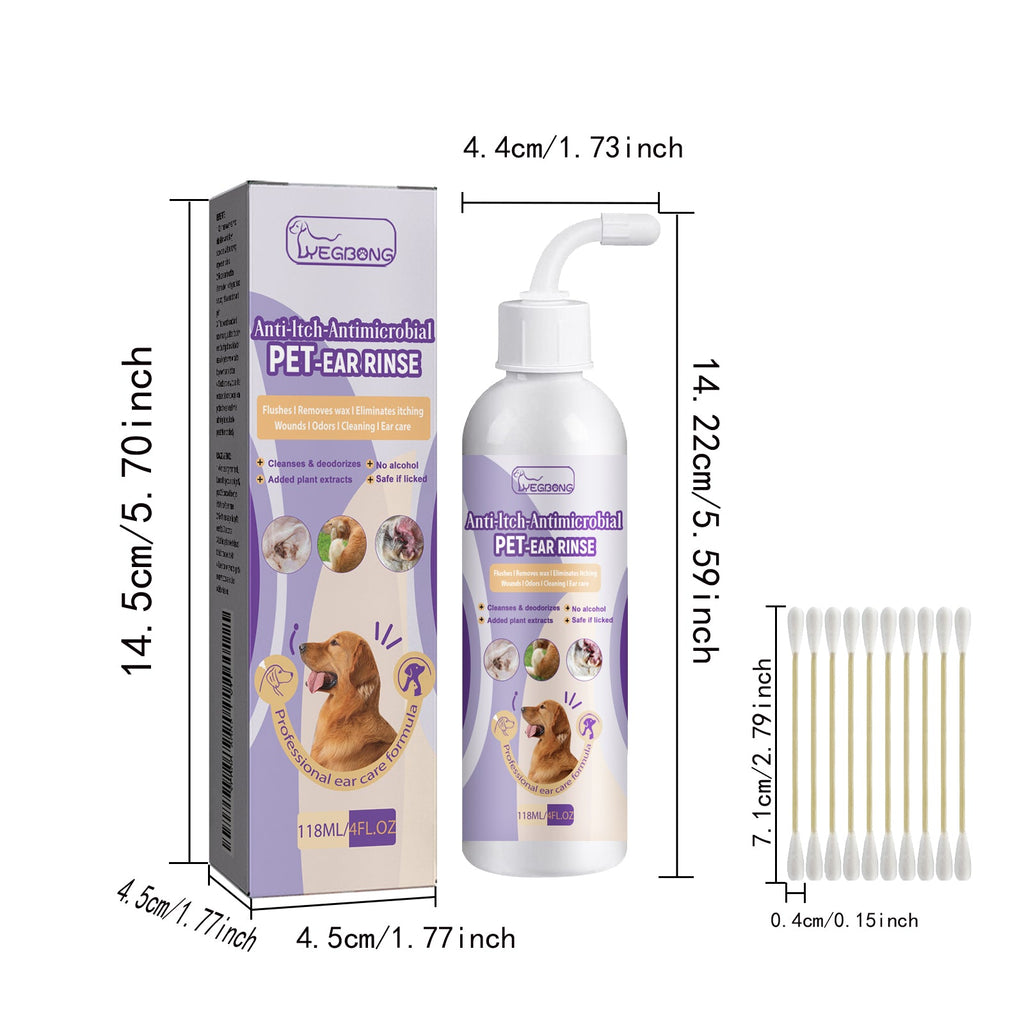 Pet Ear Cleaner, Cats And Dogs Relieves Ear Canal Odors Cleaning Earwax Ear Wash Drops