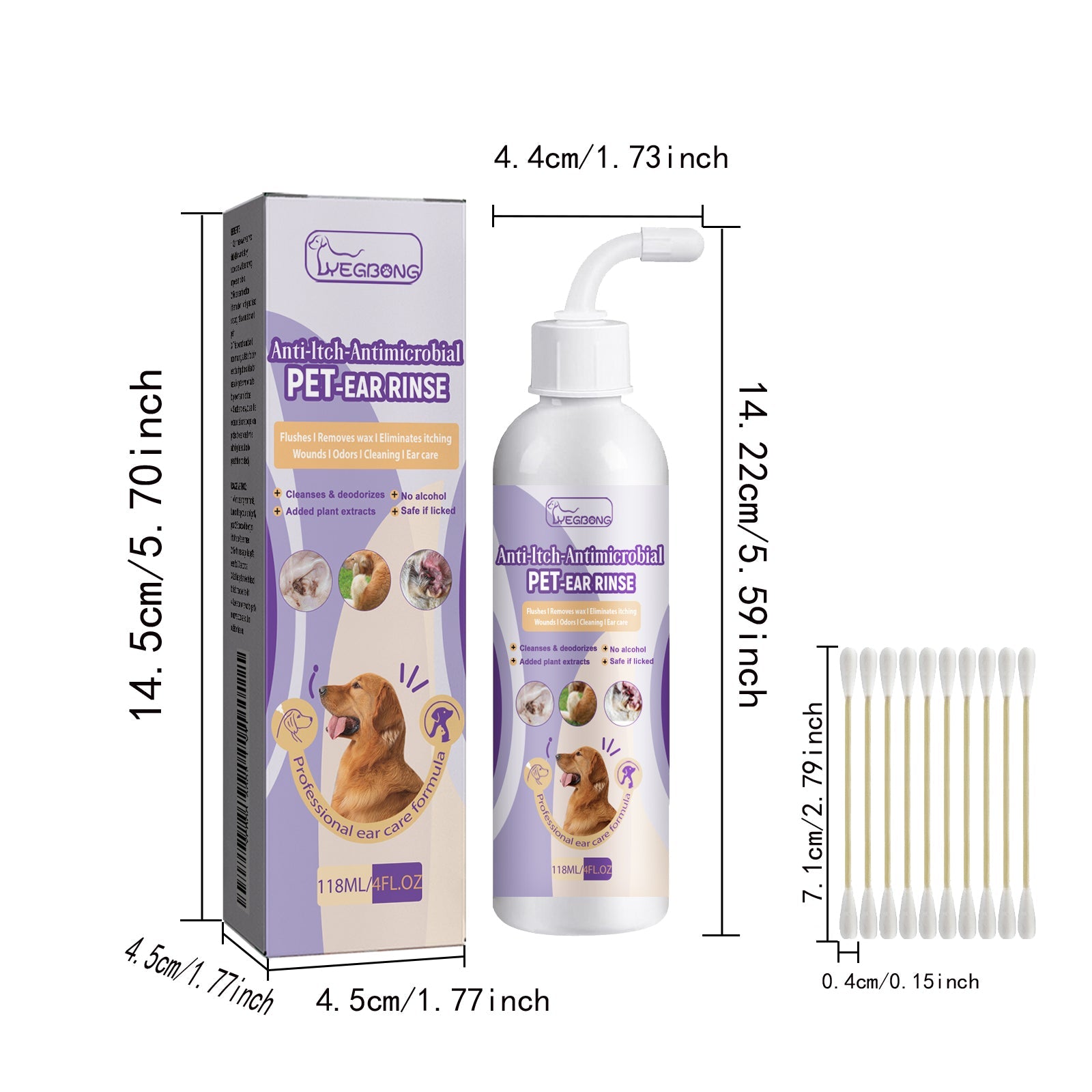 Pet Ear Cleaner, Cats And Dogs Relieves Ear Canal Odors Cleaning Earwax Ear Wash Drops