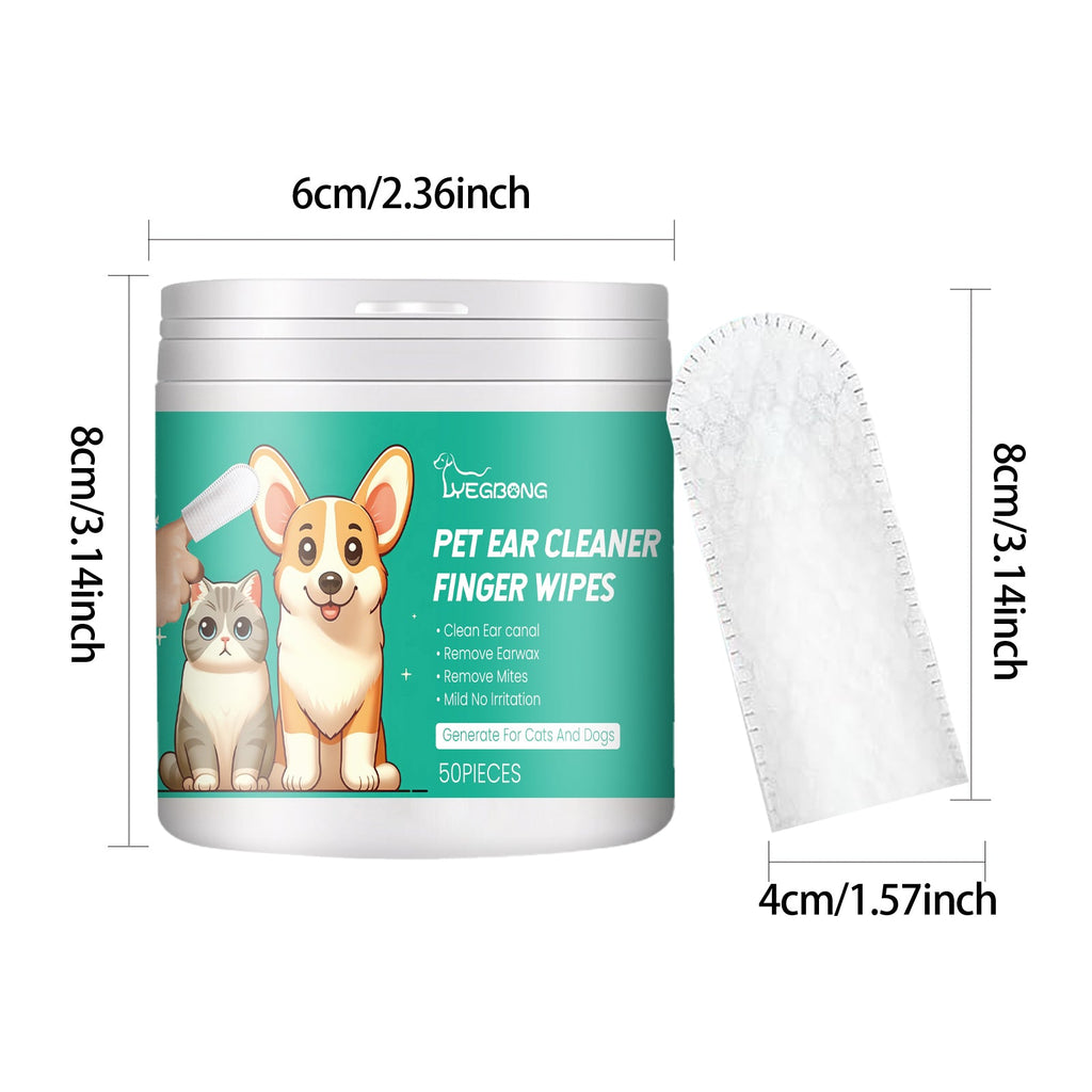 Pet Ear Cleaner Finger Wipes, Gently Clean Pet Ear Mites Ear Dirt Eye Dirt Feet Deodorize To Remove Odor
