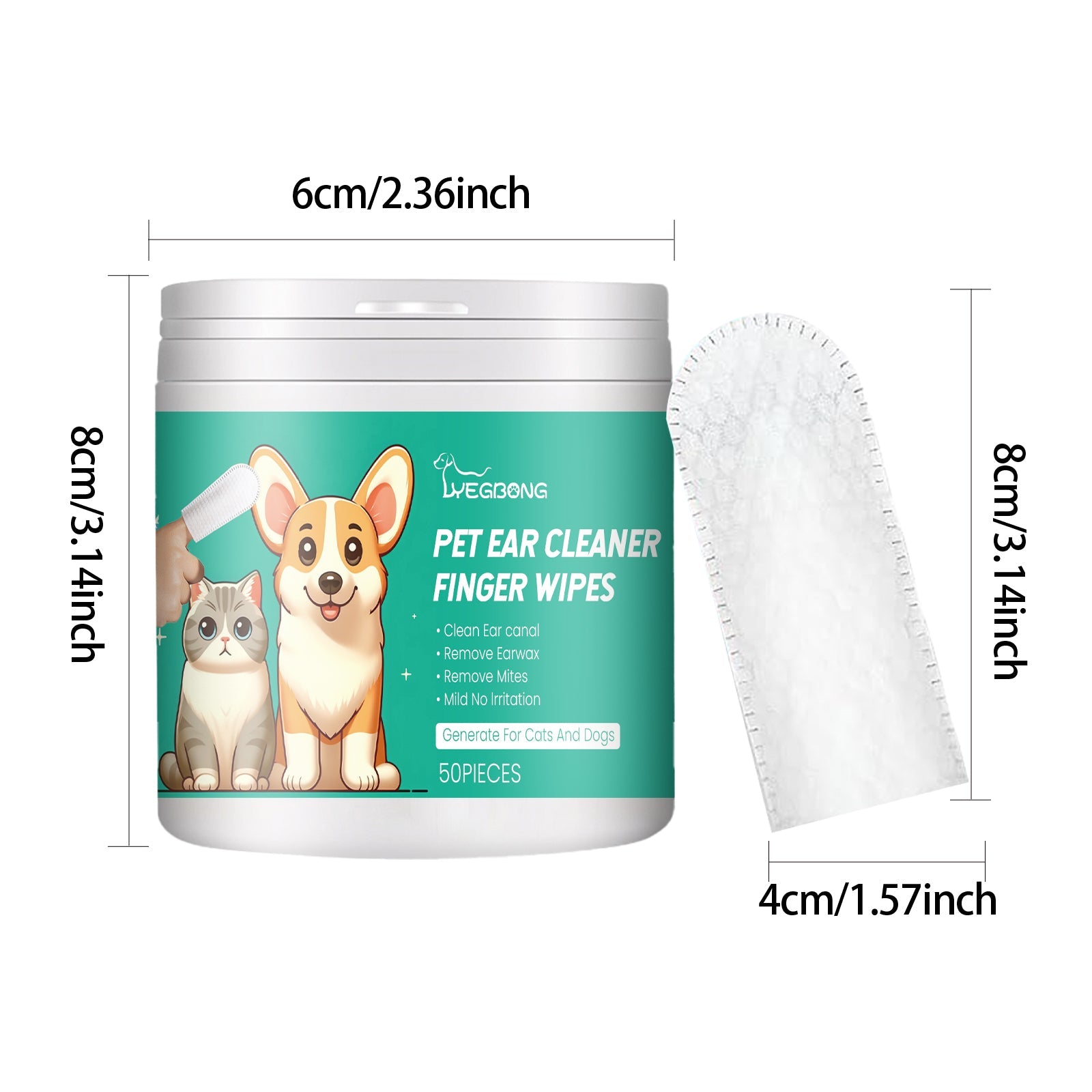 Pet Ear Cleaner Finger Wipes, Gently Clean Pet Ear Mites Ear Dirt Eye Dirt Feet Deodorize To Remove Odor