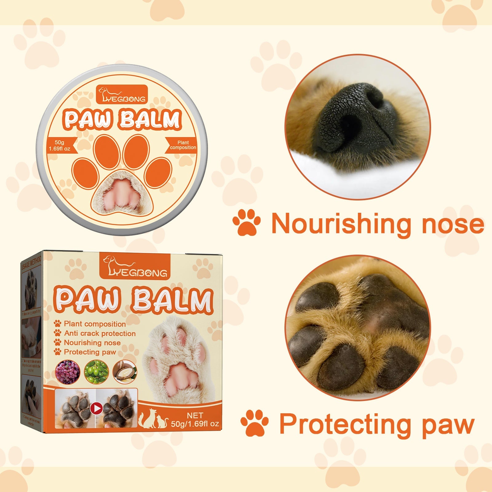 Pet Moisturizing Paw Care Cream, Cats And Dogs Universal Moisturizing Feet Soles Meat Pad Cracked Care Cream