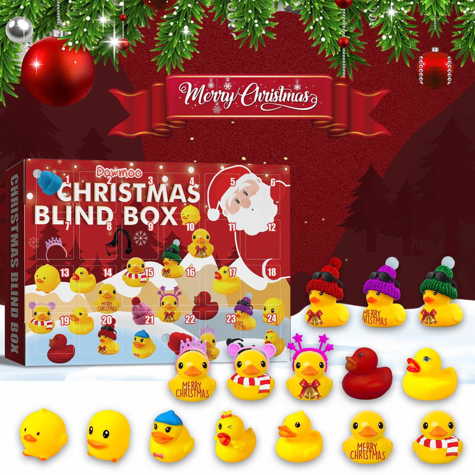 Christmas Blind Box, 24 Grid Cartoon Gift Ducklings Blind Box