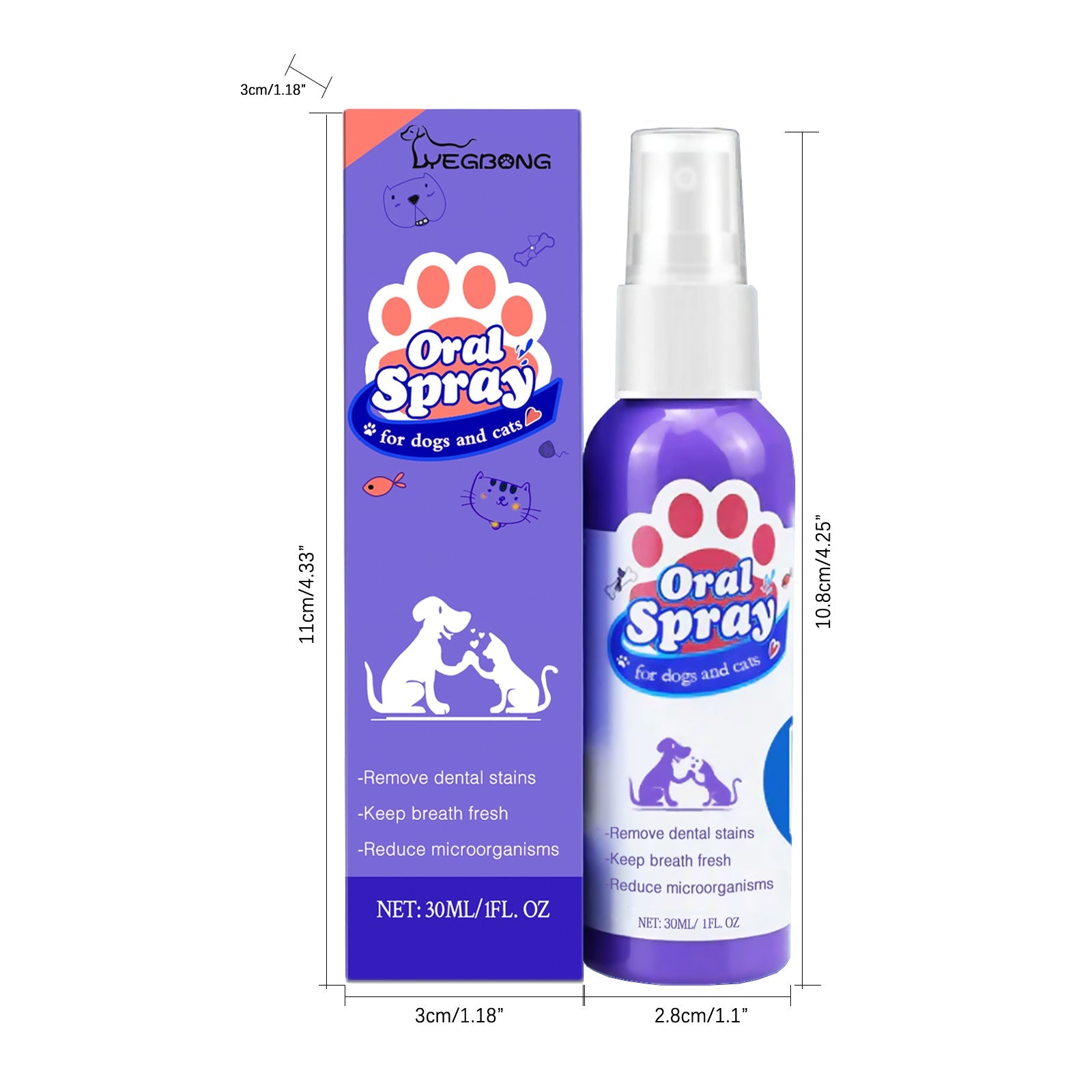 Tooth Cleaning Spray For Cats And Dogs, Remove Tooth Stains Fresh Breath Pets Oral Care Spray
