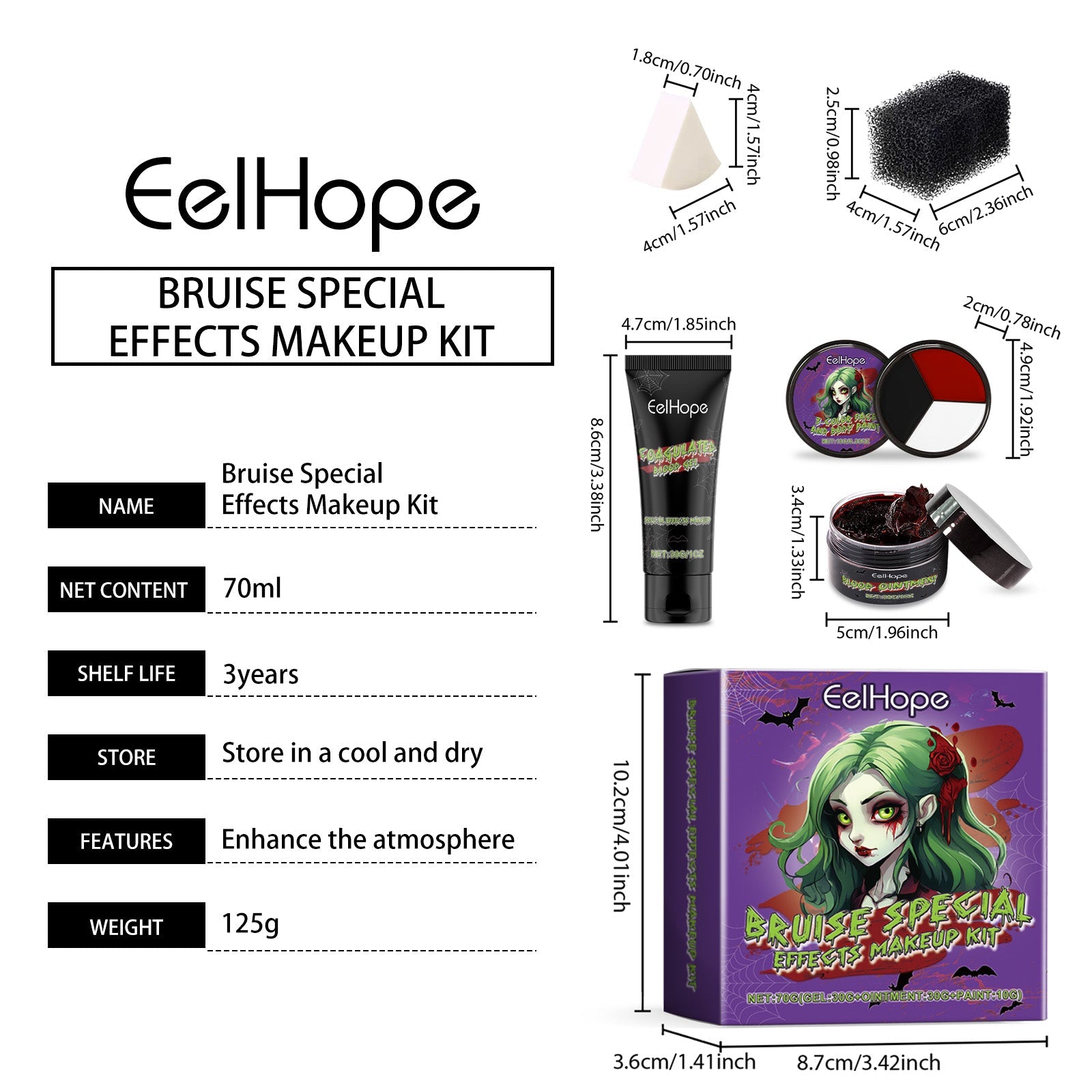 Halloween Vampire Makeup Kit Holiday Party Paint Dress-Up Makeup Masquerade Tools