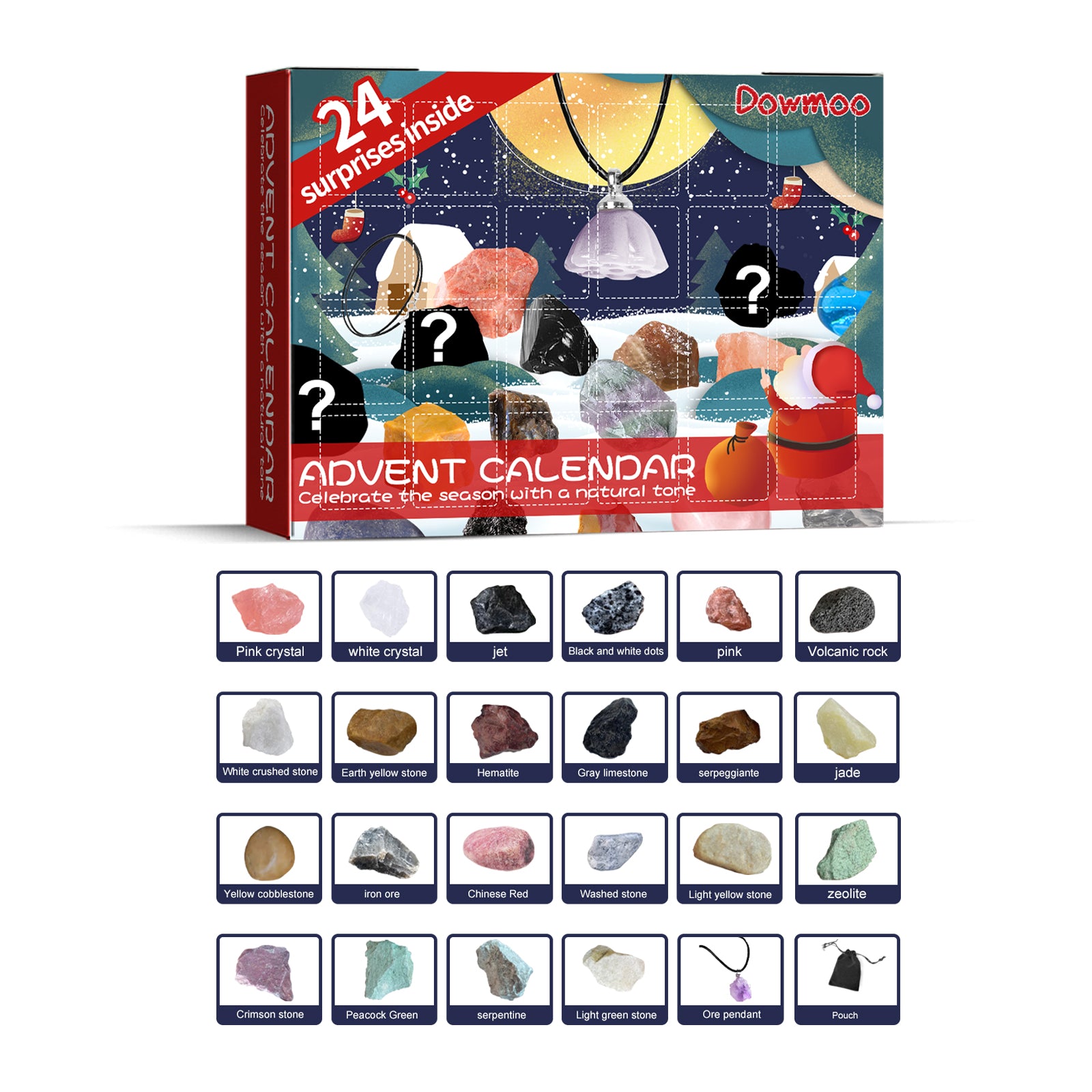 Christmas Advent Calendar Mineral Blind Box 24-Box Christmas Gift Toy Mineral Blind Box
