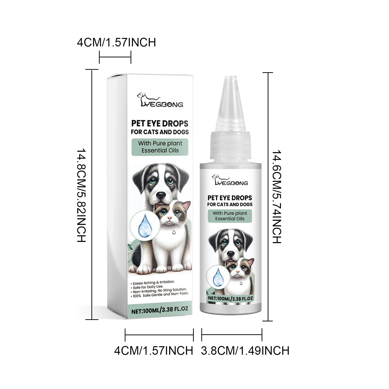 Eye Drops For Cats And Dogs, Pet Eye Clean Eye Care Drops For Tear Stains And Dirt