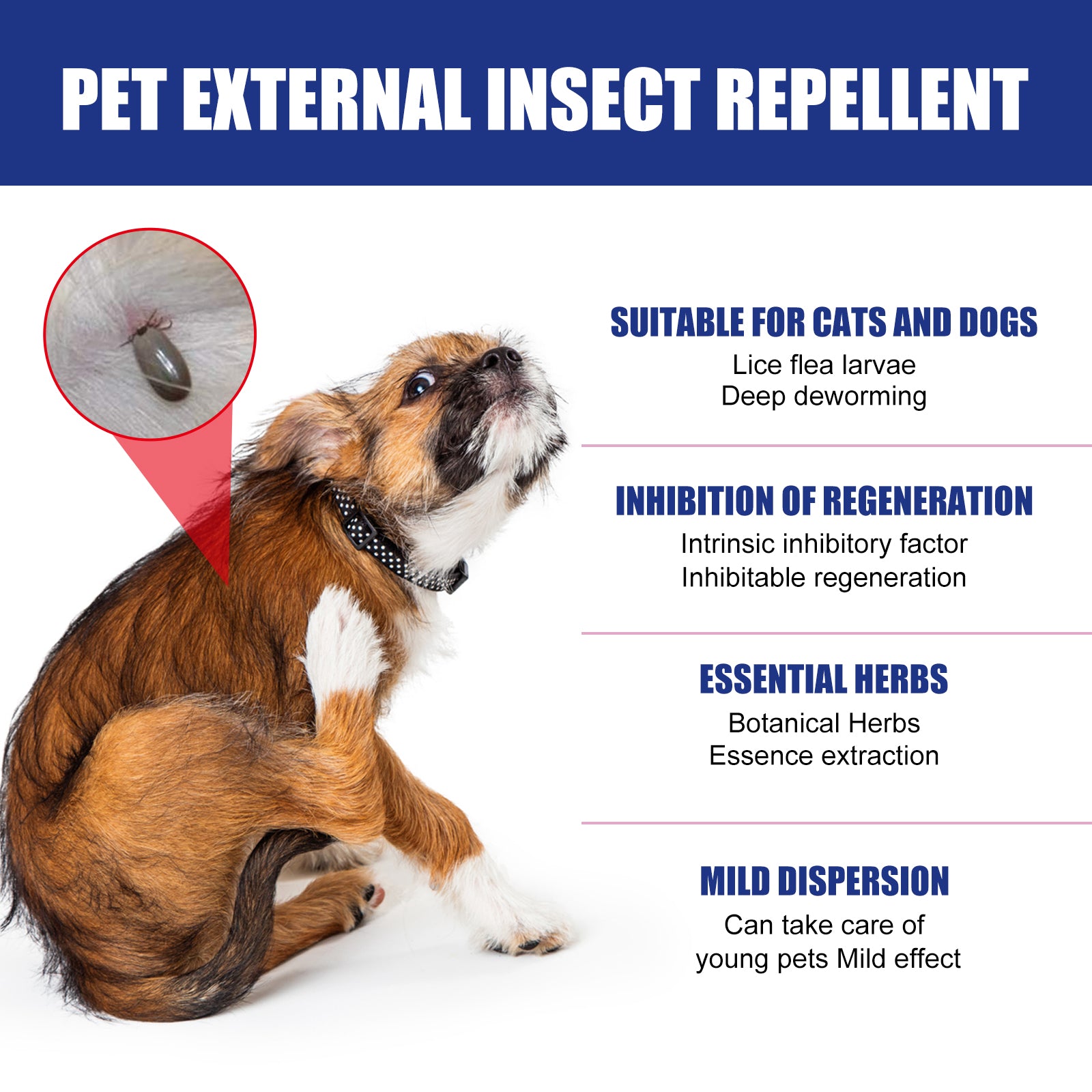 Pet Flea Spray, Cat And Dog Pet Skin Cleansing External Lice Tick Anti-Itch Spray