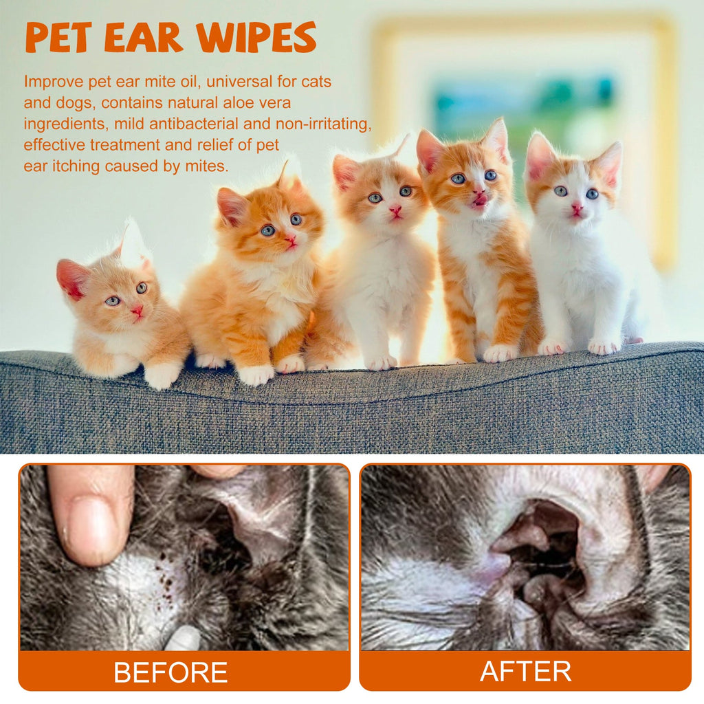 Pet Ear Wipes, Pet Ear Cleaning Deodorizing Removing Mite And Earwax Cleaning Wipes