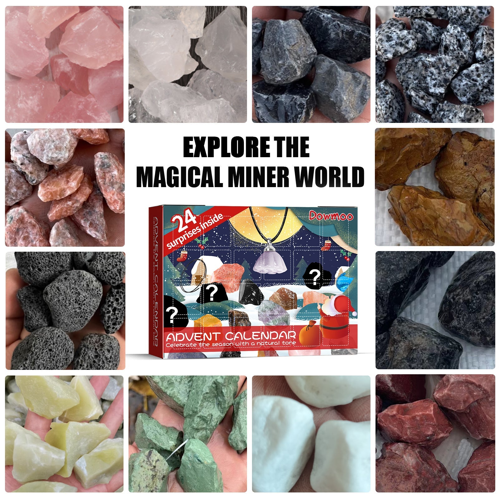 Christmas Advent Calendar Mineral Blind Box 24-Box Christmas Gift Toy Mineral Blind Box