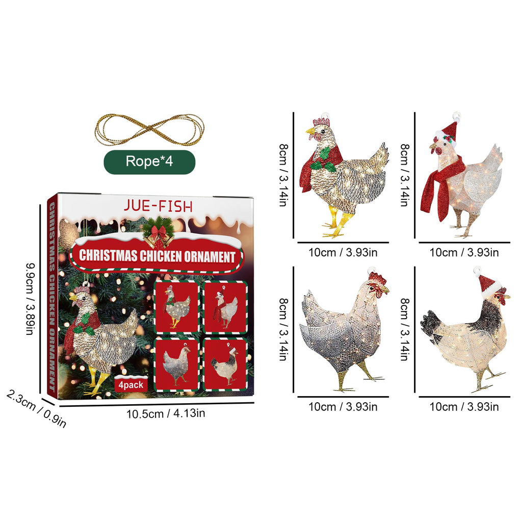 Christmas Scarf Chicken Pendant Set, Decorated Chicken Pendant For Home Holiday Party Christmas Tree Atmosphere