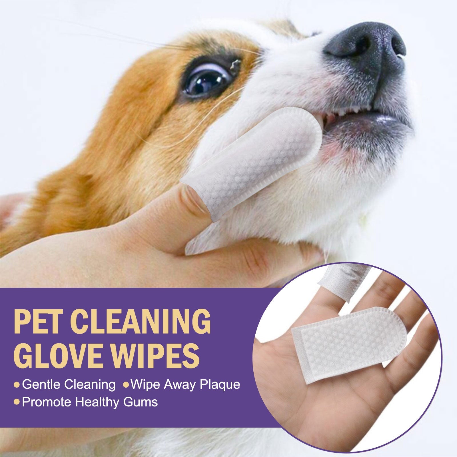JAYSUING Pet Cleaning Glove Wipes, Pet Gum Care Gently Clean Dental Tartar Odor