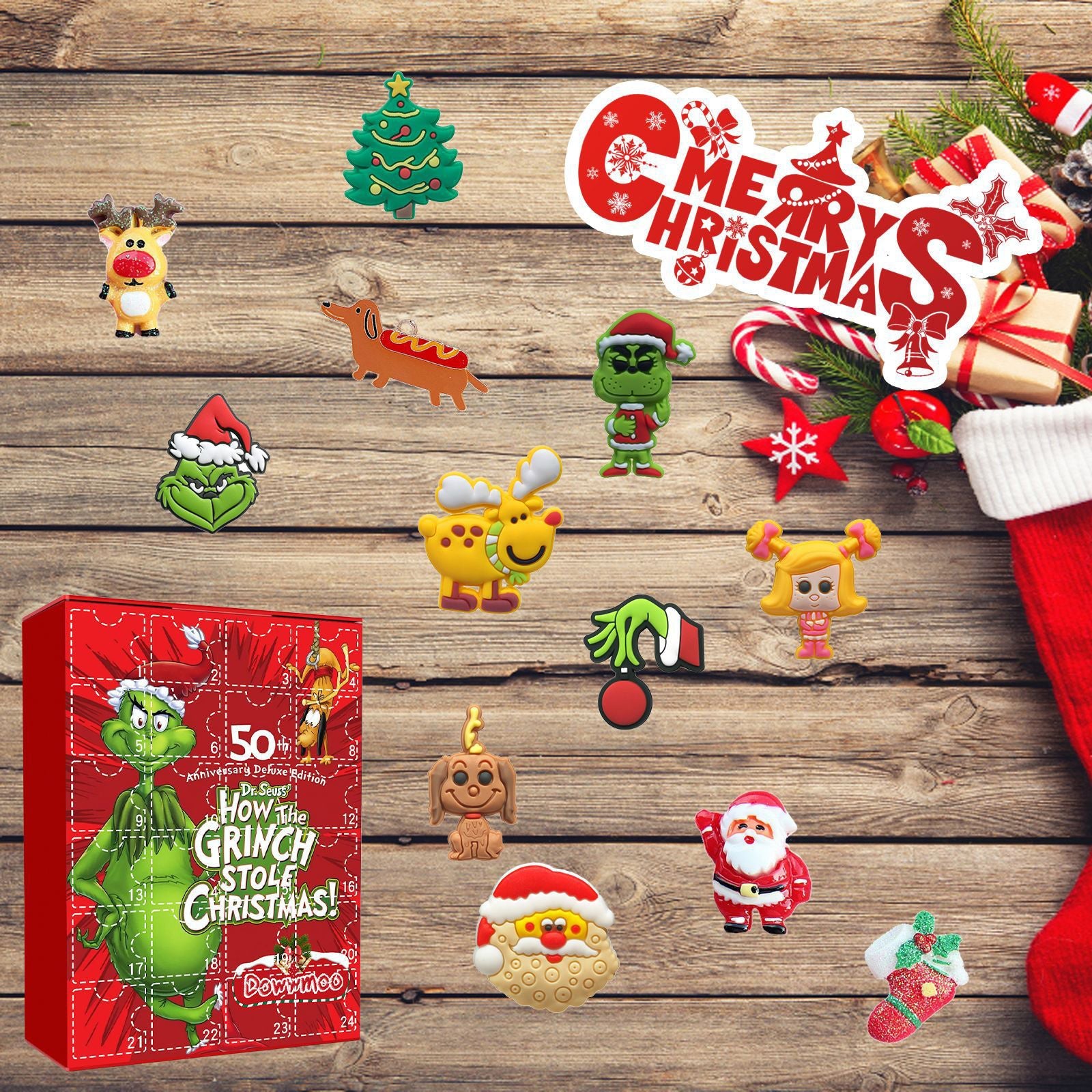 Green Sulley Grinch Blind Box Green Sulley Grinch Series 24 Box Christmas Cartoon Toy Blind Box