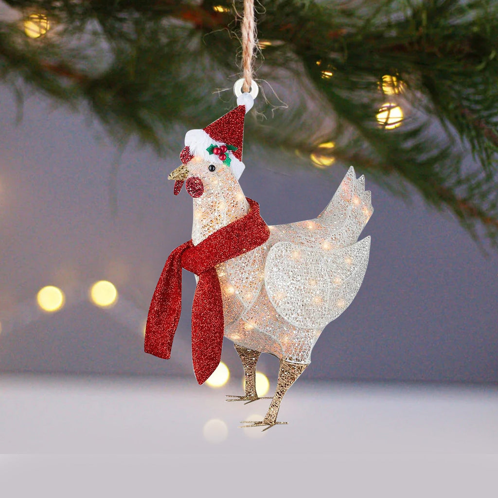 Christmas Scarf Chicken Pendant Set, Decorated Chicken Pendant For Home Holiday Party Christmas Tree Atmosphere