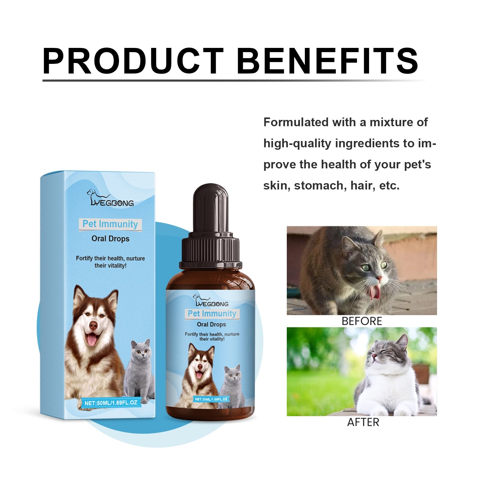 Pet Immune Oral Drops, Special Nutritional And Immune Health Drops For Cats And Dogs