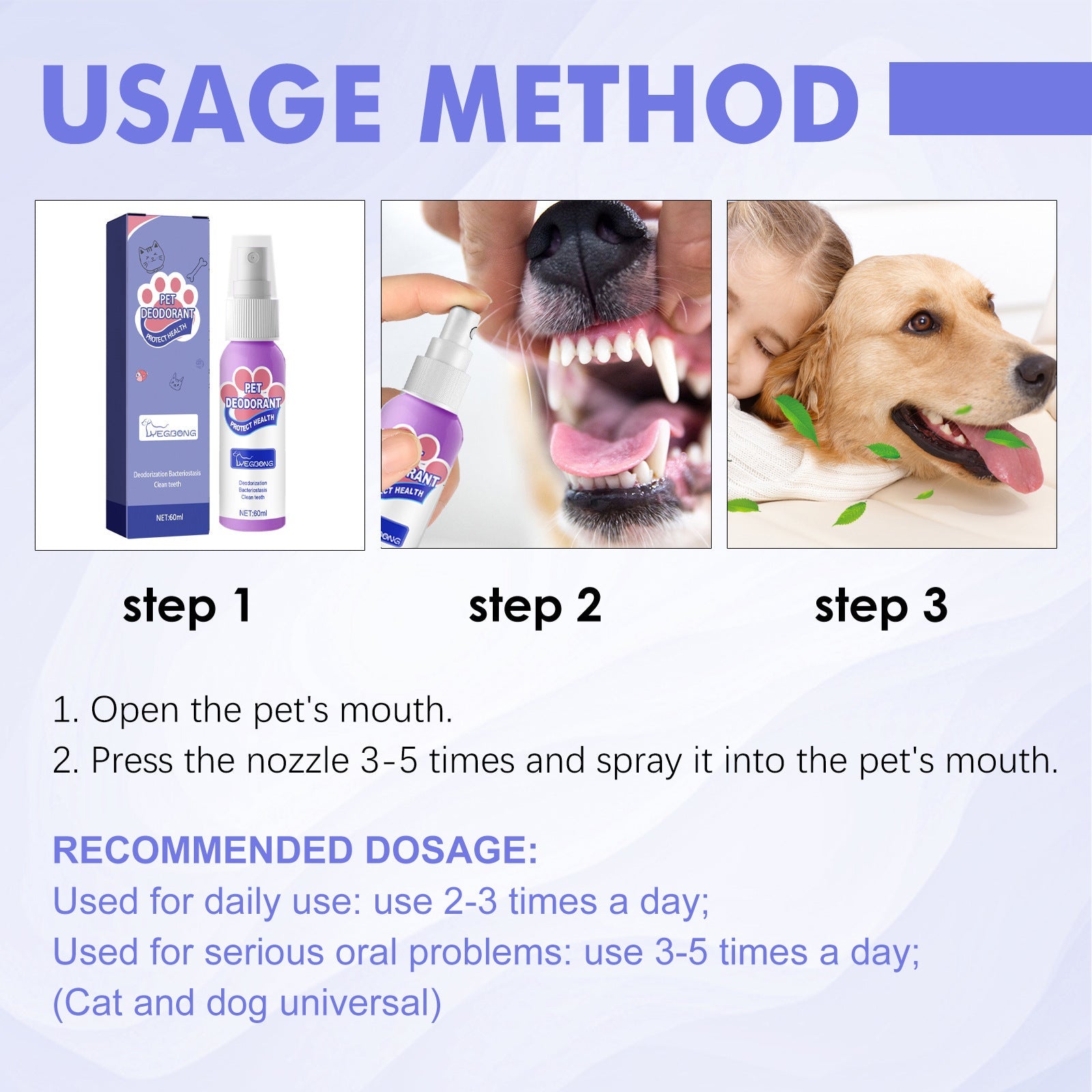Oral Spary For Pets, Pet Mouth Cleaner Cat Deodorizer Breath Fresher Spray