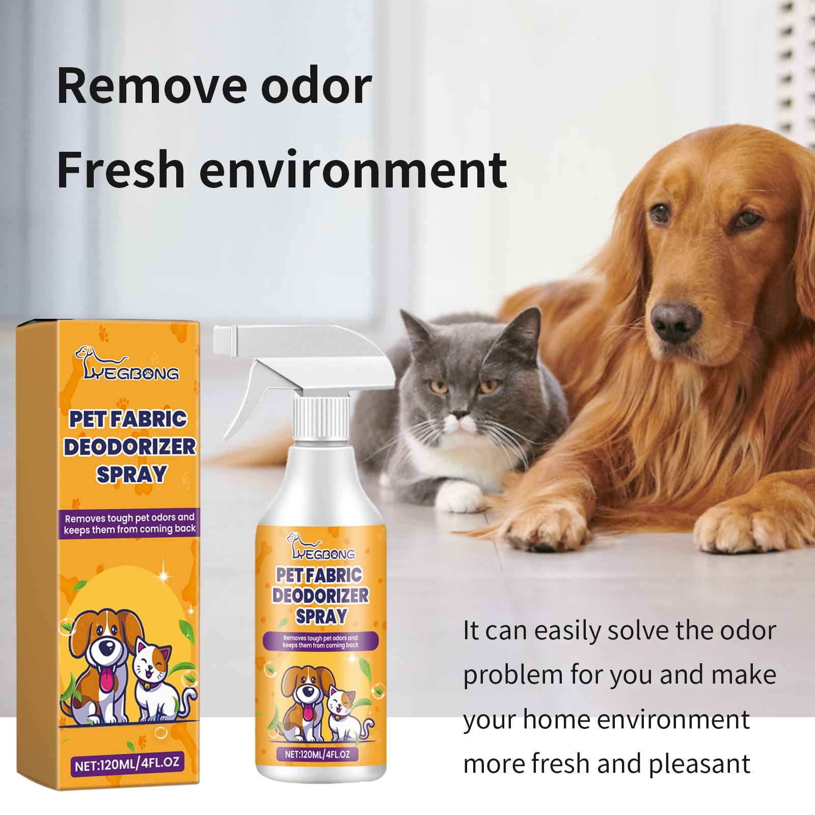 Pet Fabric Deodorizer Spray, Fresh Air Clean Pet Odors Indoor Air Fresh Long-Lasting Deodorant