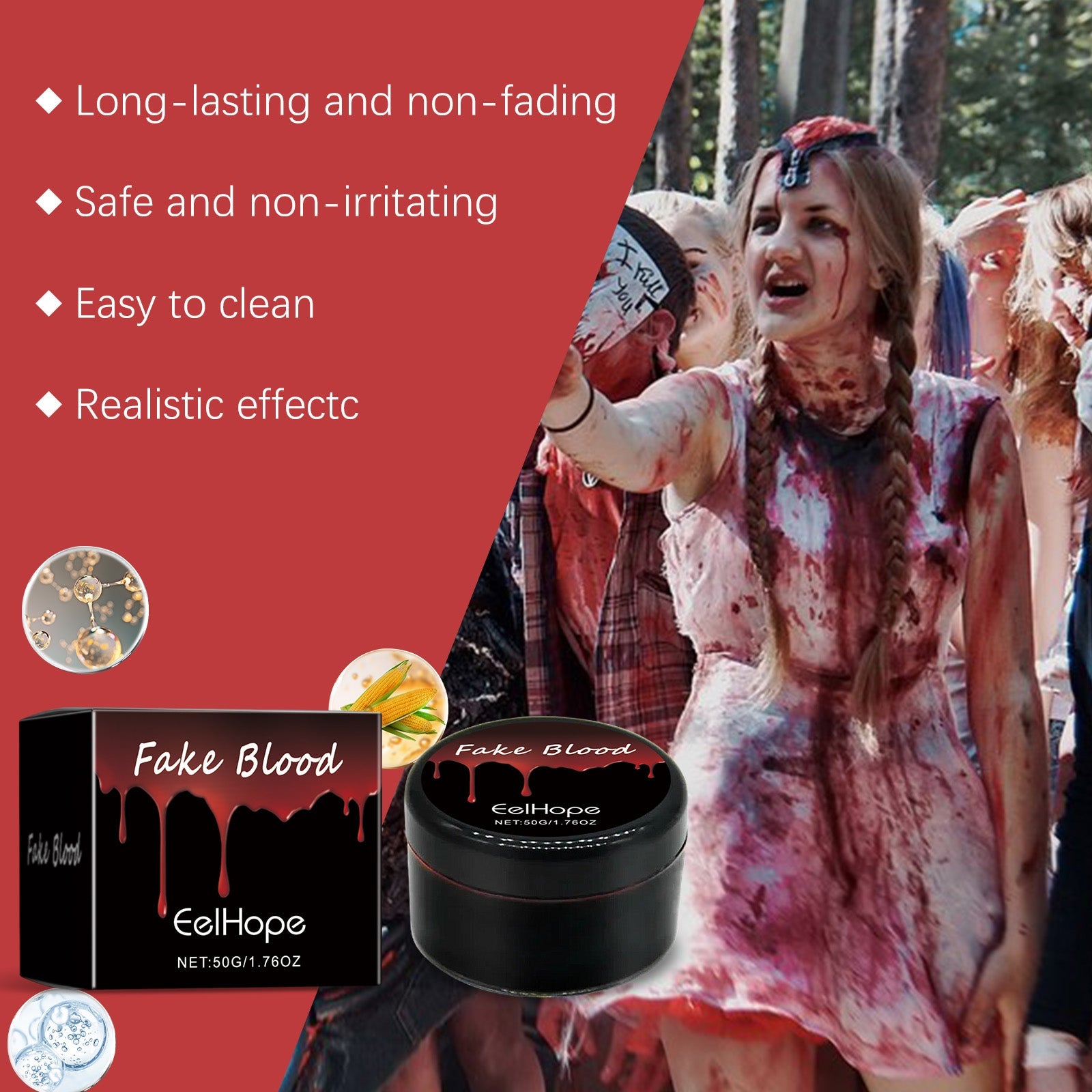 Eelhope Halloween Fake Blood Makeup Props Fake Blood Realistic And Easy To Wash Blood Plasma Trick Fake Blood