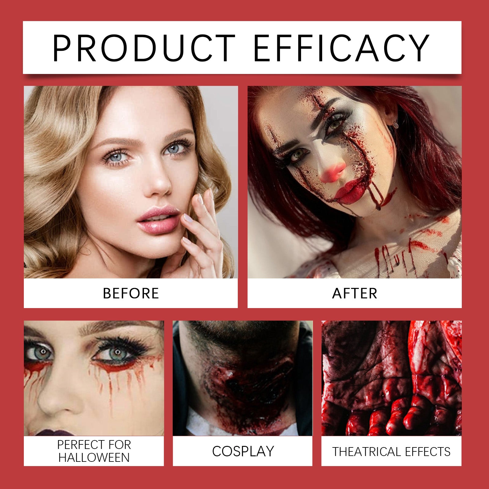 Eelhope Halloween Fake Blood Makeup Props Fake Blood Realistic And Easy To Wash Blood Plasma Trick Fake Blood