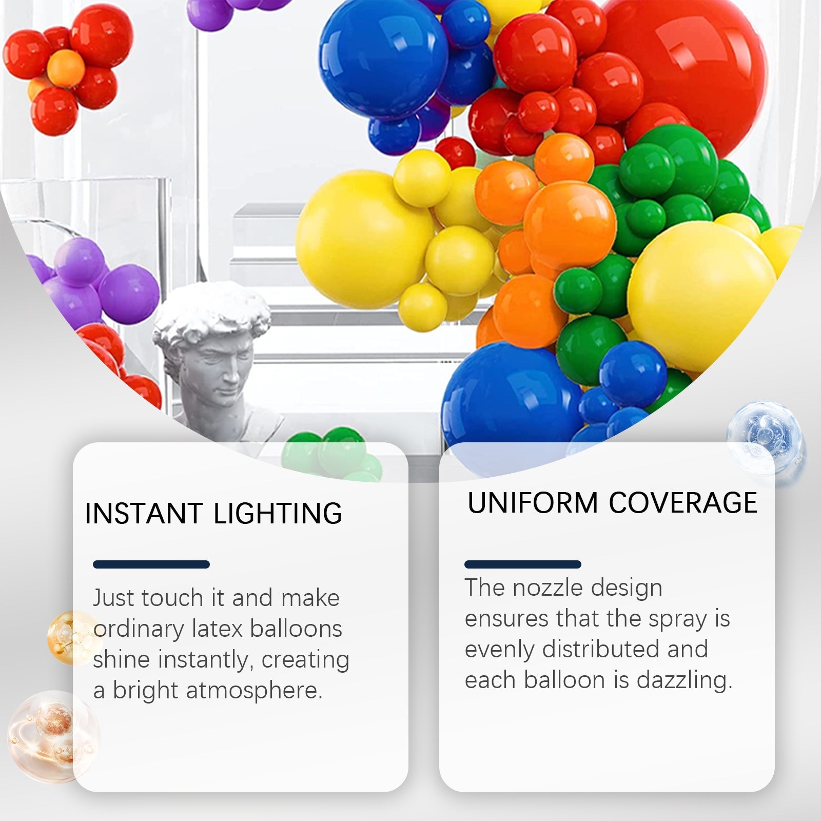 Latex Balloon Shine Spray, Long-Lasting Non-Oxidizing Enhanced Gloss Textured Atmosphere Spray