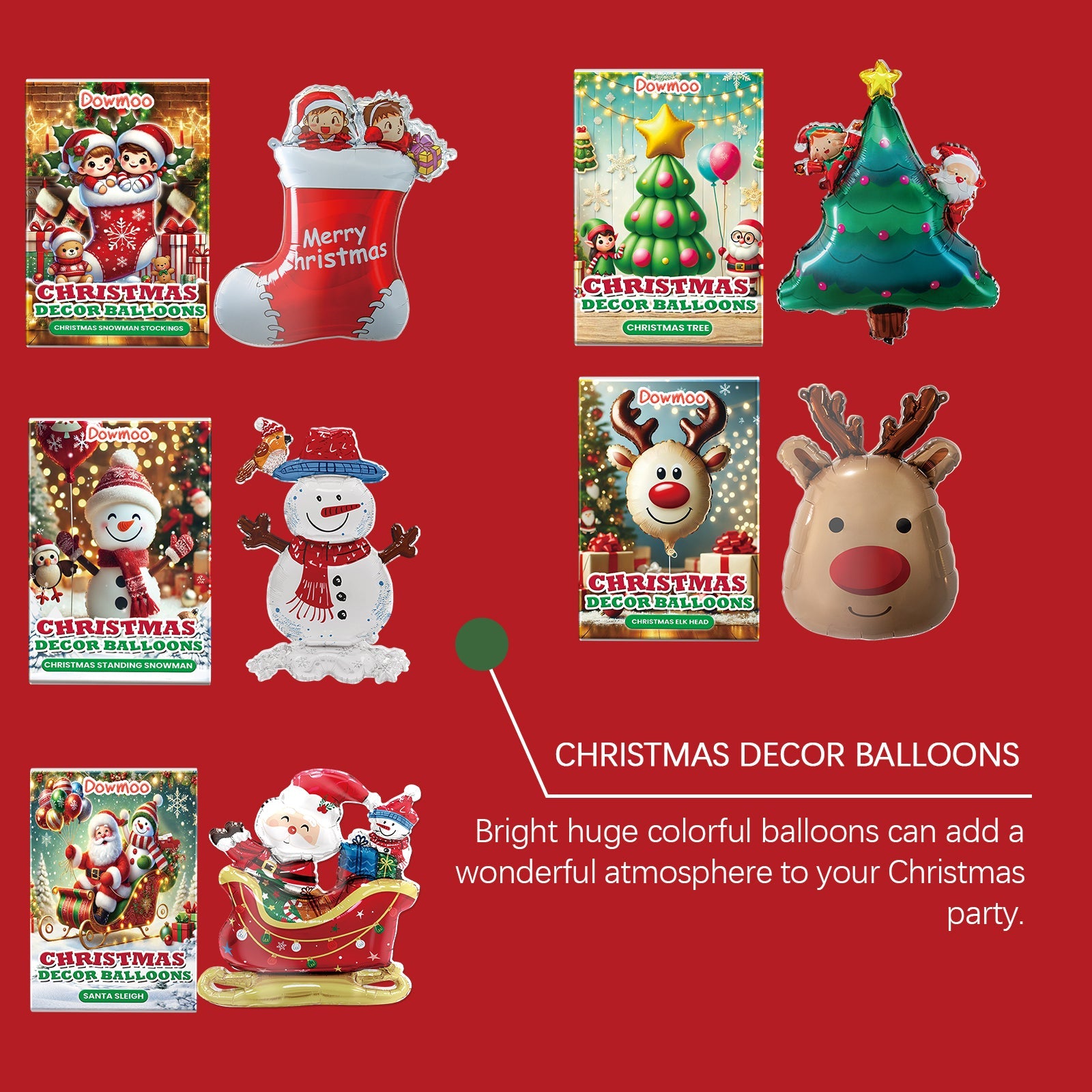 Christmas Balloons Balloon Standing Santa Claus Reindeer Christmas Tree Event Atmosphere Arrangement