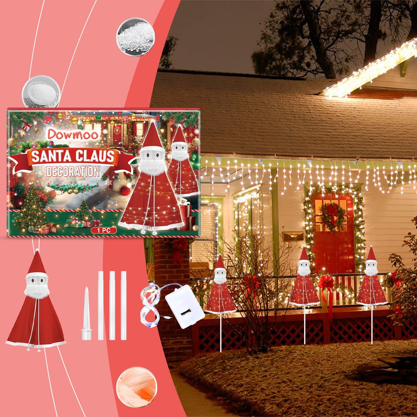 Christmas Santa Decorations, Fun Ornaments Festive Atmosphere Detachable Lightweight Fun Toys