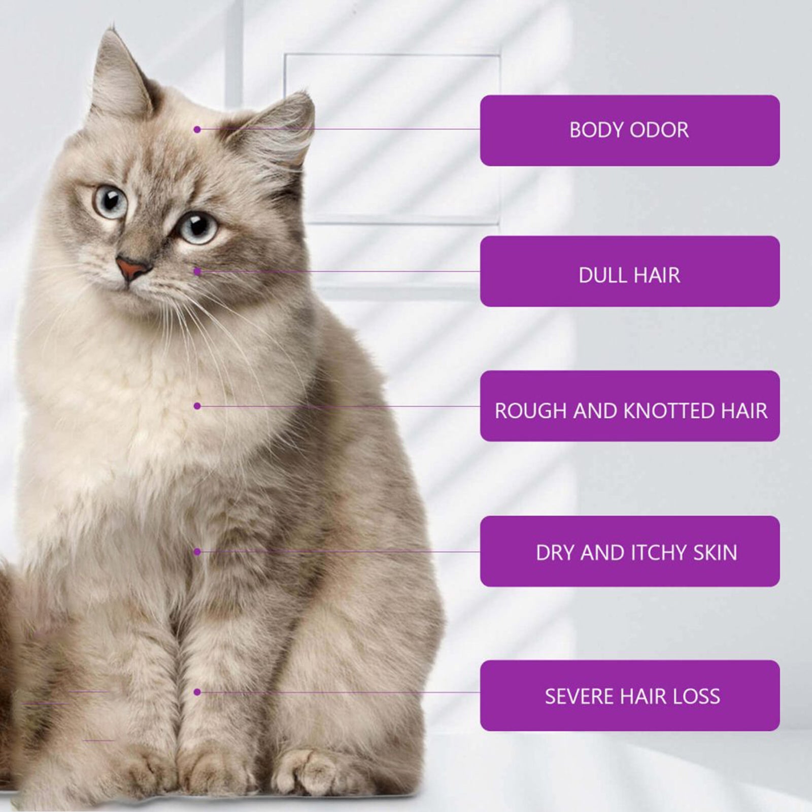 Pet Shampoo, Pet Bath Relieves Skin Itchy, Hair Smooth Non-Knotting Shampoo