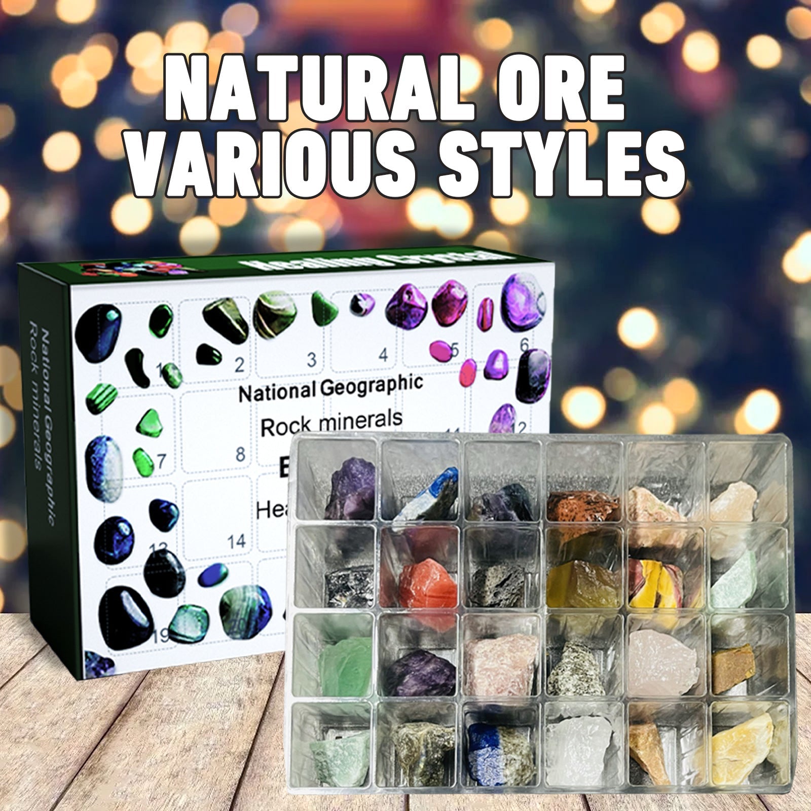 24 Grid Ore Blind Box, Green Christmas Surprise Guess Small Gift Blind Box