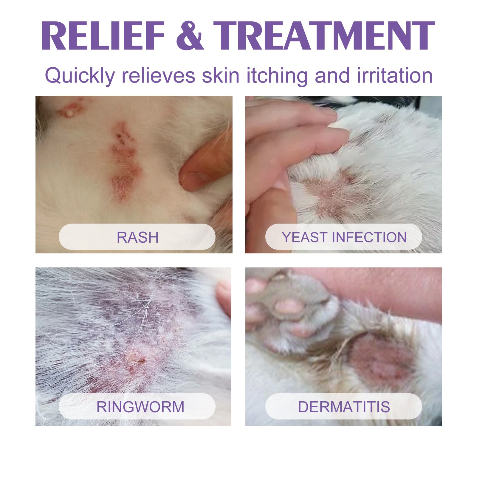 Pet Skin Relief Spray, Relieves Dog And Cat Skin Itchiness Eliminates Mites Cleaning Care Spray