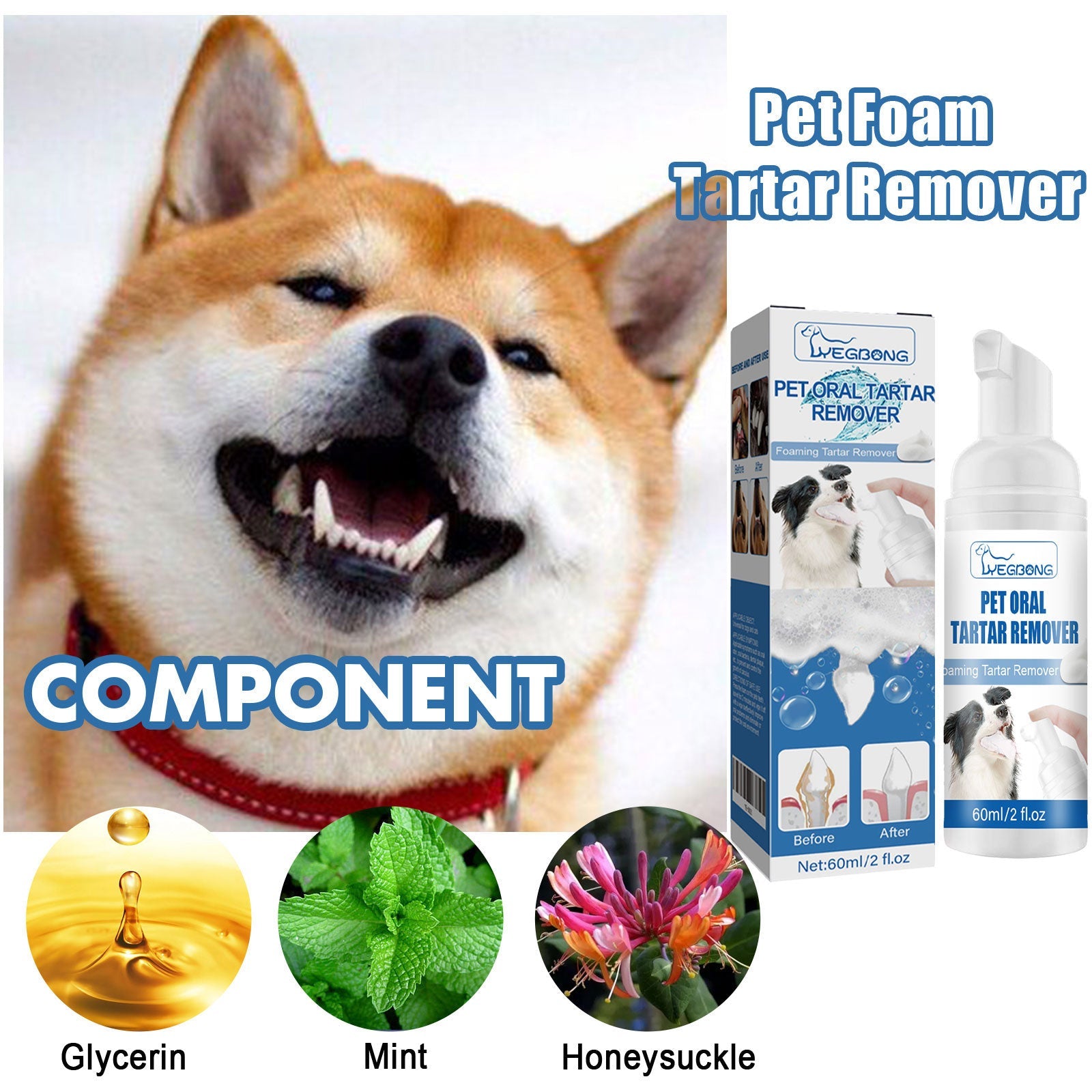 Pet Tartar Remover, Removing Dental Calculus Yellow Teeth Halitosis Cleaning Teeth Mouth Foam Cleaner