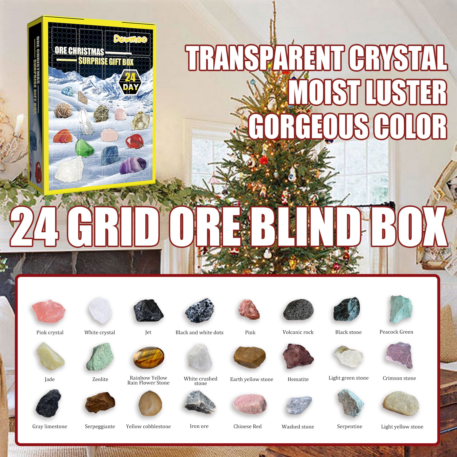 24 Grille Ore Blind Box Christmas 24 Days Multi-Colored Ore Toy Gift Box