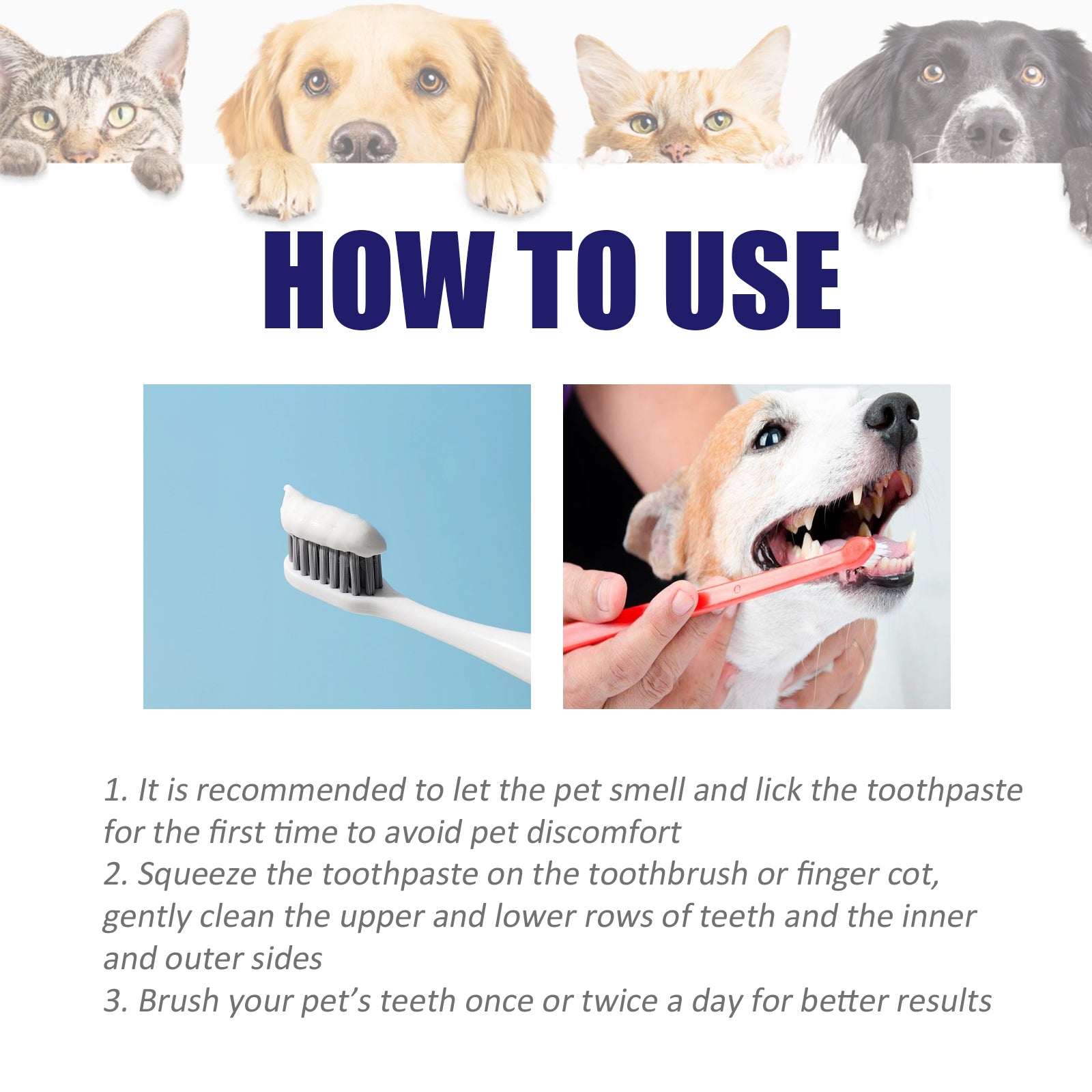 Pet Mouth Cleaning Cream, Cats And Dogs Clean Bad Breath Tartar Stains White Teeth Cream