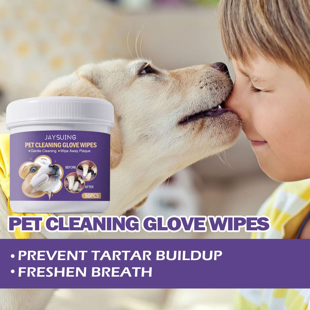 JAYSUING Pet Cleaning Glove Wipes, Pet Gum Care Gently Clean Dental Tartar Odor