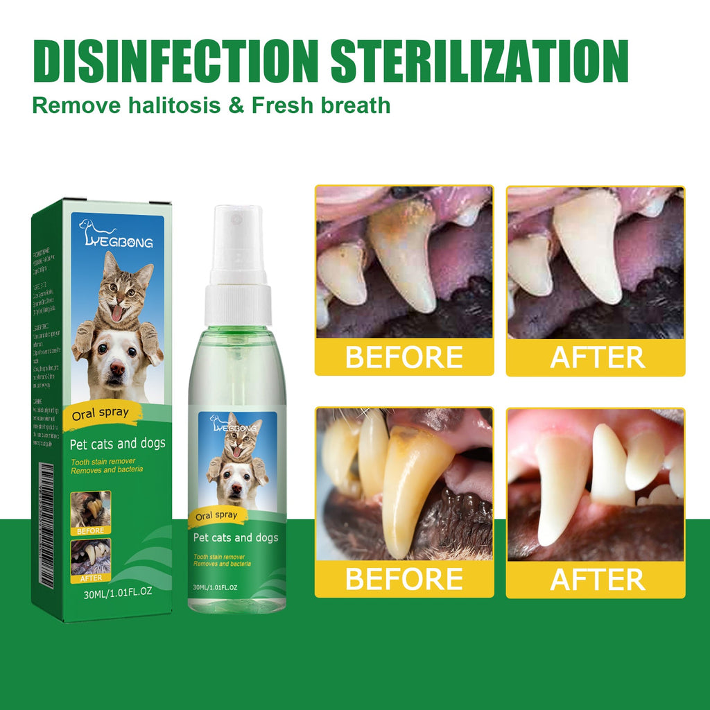 Pet Tooth Deodorizer Spray, Cats And Dogs Universal Mouth Cleaning Breath Freshening Spray