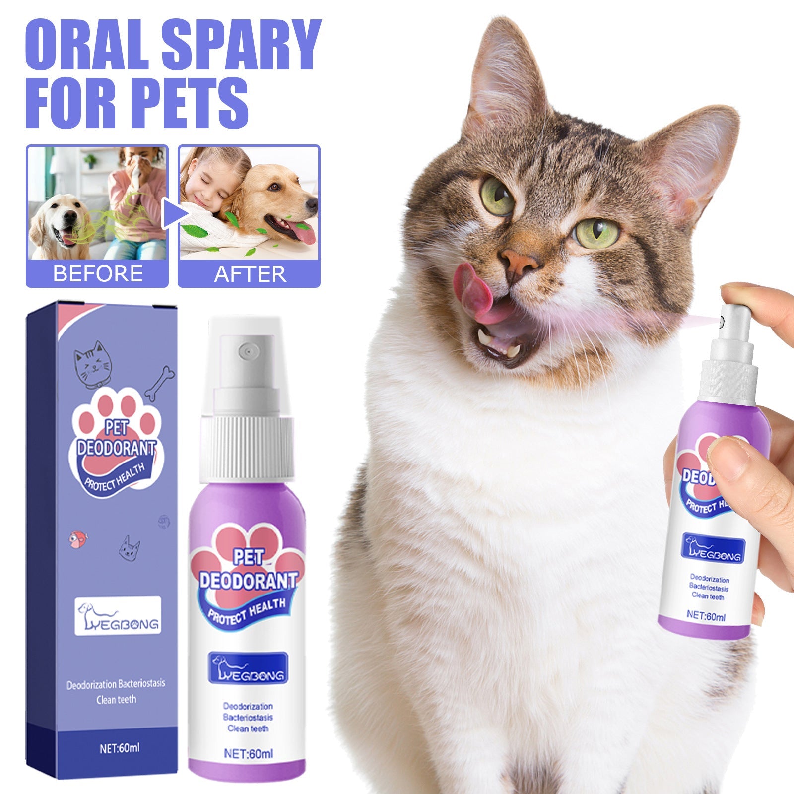 Oral Spary For Pets, Pet Mouth Cleaner Cat Deodorizer Breath Fresher Spray